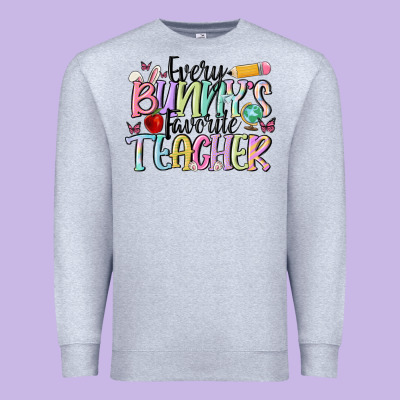 Every Bunny's Favorite Teacher Premium Sweatshirt Designed By Maliassmallbusiness