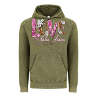 Vintage Olive love like jesus Vintage Hoodie - texasbilliewilder