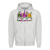 Dove Grey mardi gras gnomes Zipper Hoodie - Jasminsmagicworld