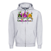 Heather Grey mardi gras gnomes Zipper Hoodie - Jasminsmagicworld