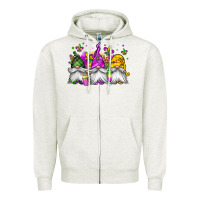 Oatmeal Heather mardi gras gnomes Zipper Hoodie - Jasminsmagicworld