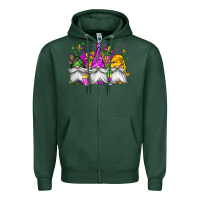 Sports Green mardi gras gnomes Zipper Hoodie - Jasminsmagicworld