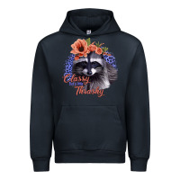 Navy Classy But a Little Thrashy Raccoon with Flowers Urban Hoodie - Bettercallsaul