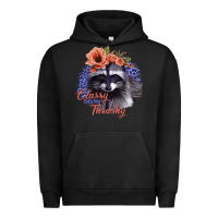 Pigment Black Classy But a Little Thrashy Raccoon with Flowers Urban Hoodie - Bettercallsaul