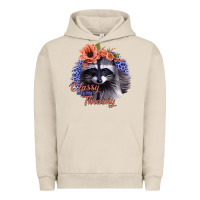 Pigment French Oak Classy But a Little Thrashy Raccoon with Flowers Urban Hoodie - Bettercallsaul