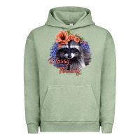 Pigment Oil Green Classy But a Little Thrashy Raccoon with Flowers Urban Hoodie - Bettercallsaul