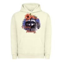 Pigment Pistachio Classy But a Little Thrashy Raccoon with Flowers Urban Hoodie - Bettercallsaul