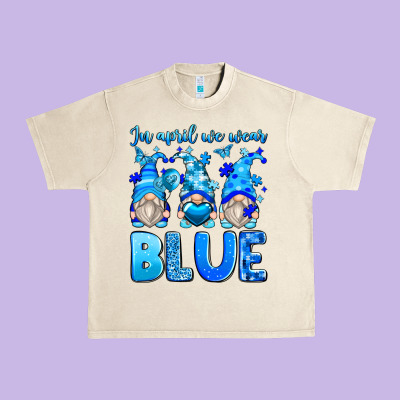 In April We Wear Blue Autism Gnomes Urban Heavy Tee Designed By Zillion Design Studio