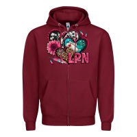 Burgundy lpn licensed practical nurse hearts Zipper Hoodie - Jasminsmagicworld