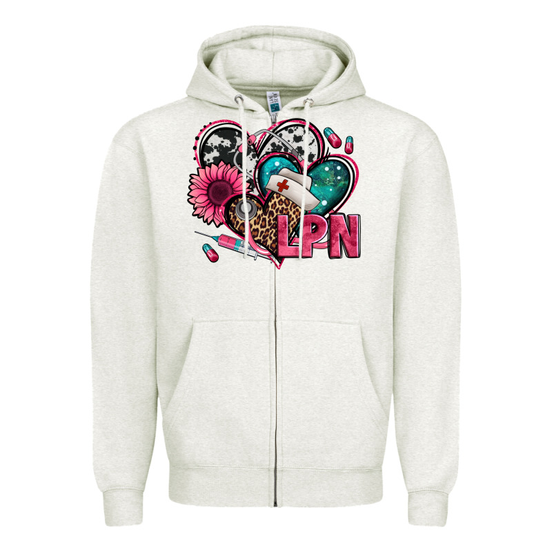 Lpn Licensed Practical Nurse Hearts Zipper Hoodie by Jasminsmagicworld | Teevron