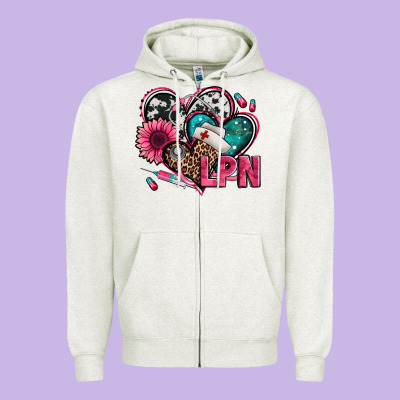Lpn Licensed Practical Nurse Hearts Zipper Hoodie Designed By Jasminsmagicworld