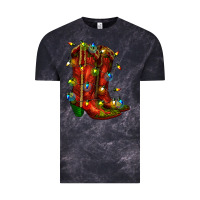 Cloud Black christmas western boots with lights Vintage Tee - RanaPortraitStore