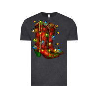 Vintage Black christmas western boots with lights Vintage Tee - RanaPortraitStore