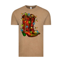 Vintage Coffee christmas western boots with lights Vintage Tee - RanaPortraitStore