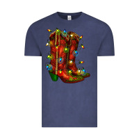 Vintage Denim christmas western boots with lights Vintage Tee - RanaPortraitStore