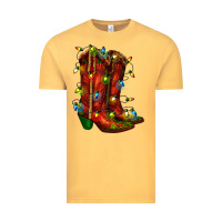 Vintage Mustard christmas western boots with lights Vintage Tee - RanaPortraitStore