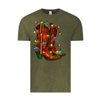 Vintage Olive christmas western boots with lights Vintage Tee - RanaPortraitStore