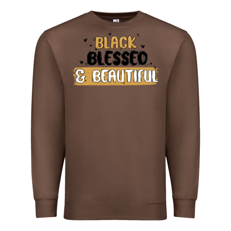 Black Blessed & Beautiful Premium Sweatshirt by MaliasSmallBusiness | Teevron
