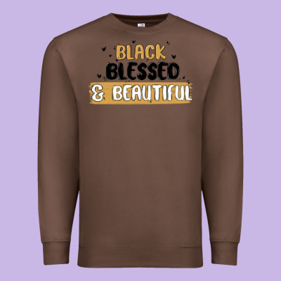 Black Blessed & Beautiful Premium Sweatshirt Designed By Maliassmallbusiness