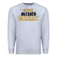 Heather Grey black blessed & beautiful Premium Sweatshirt - MaliasSmallBusiness