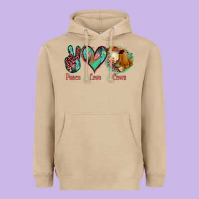 Peace Love Cows Heavyweight Hoodie Designed By Jasminsmagicworld