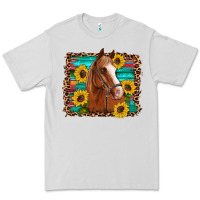 Dove Grey horse sunflowers turquoise wooden serape leopard Premium Tee - Artiststas