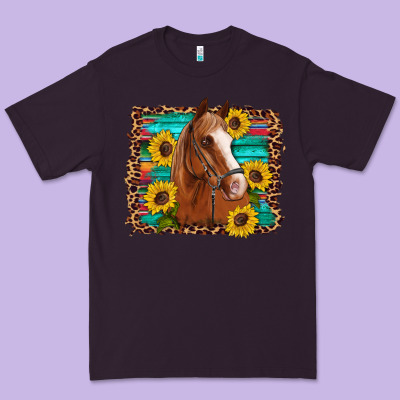 Horse Sunflowers Turquoise Wooden Serape Leopard Premium Tee Designed By Artiststas