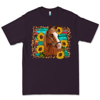 Plum horse sunflowers turquoise wooden serape leopard Premium Tee - Artiststas
