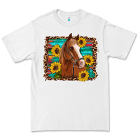 White horse sunflowers turquoise wooden serape leopard Premium Tee - Artiststas