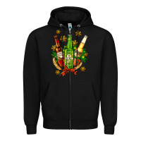 Black beer bottle party set for christmas Zipper Hoodie - AdoDesignShop