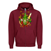 Burgundy beer bottle party set for christmas Zipper Hoodie - AdoDesignShop