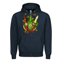 Navy beer bottle party set for christmas Zipper Hoodie - AdoDesignShop