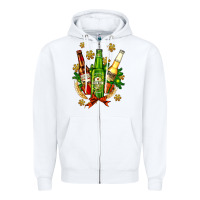 White beer bottle party set for christmas Zipper Hoodie - AdoDesignShop