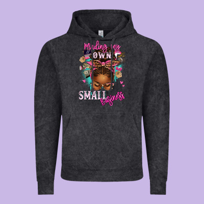 Minding My Own Small Business Afro Messy Bun Vintage Hoodie Designed By Texasbilliewilder