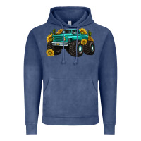 Vintage Denim monster truck with sunflower western Vintage Hoodie - texasbilliewilder