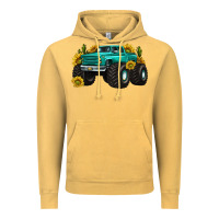 Vintage Mustard monster truck with sunflower western Vintage Hoodie - texasbilliewilder