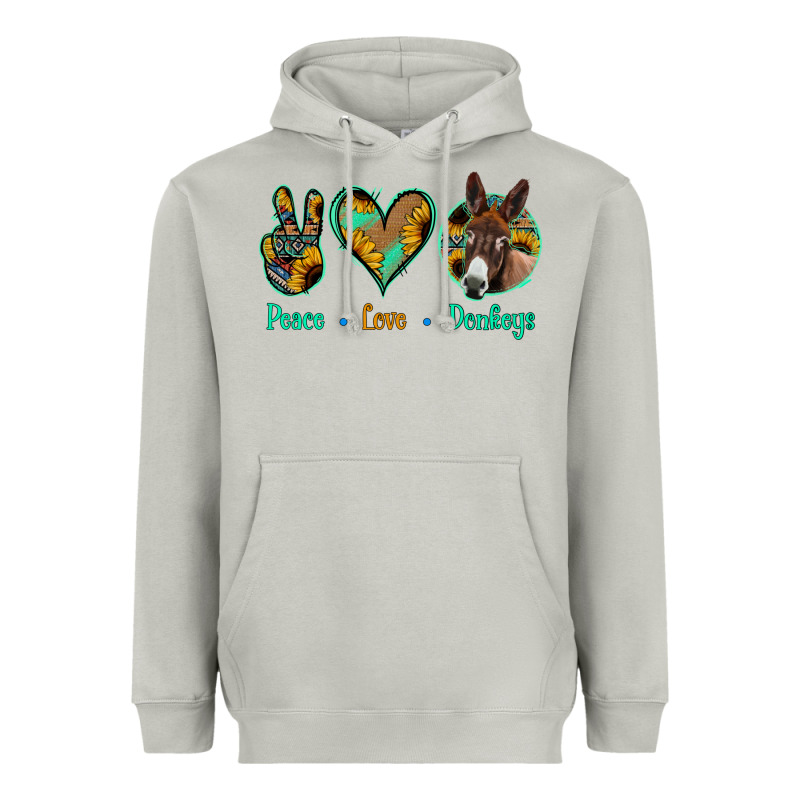 Peace Love Donkeys Heavyweight Hoodie by Jasminsmagicworld | Teevron