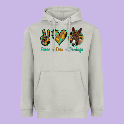 Peace Love Donkeys Heavyweight Hoodie Designed By Jasminsmagicworld