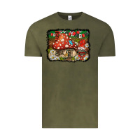 Vintage Olive welcome ladybug gnome background Vintage Tee - BarkalooDesign