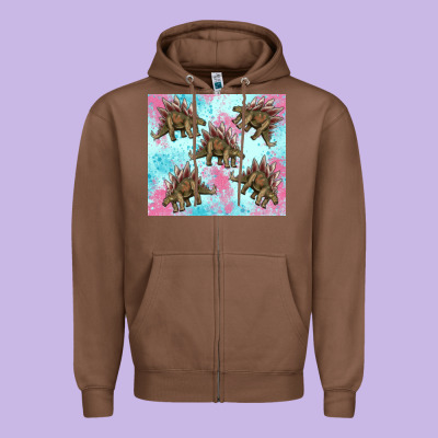 Dinosaur Stegosaurus Zipper Hoodie Designed By Artiststas