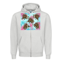 Dove Grey dinosaur stegosaurus Zipper Hoodie - Artiststas