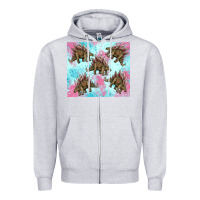 Heather Grey dinosaur stegosaurus Zipper Hoodie - Artiststas