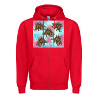 Red dinosaur stegosaurus Zipper Hoodie - Artiststas