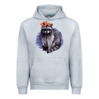 Heather Grey Raccoon with Flowers Urban Hoodie - Bettercallsaul