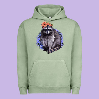 Raccoon With Flowers Urban Hoodie Designed By Bettercallsaul