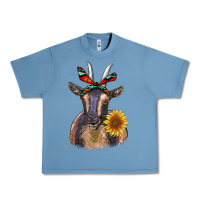 Pebble Blue sunflower aztec ribbon goat Urban Heavy Tee - RanaPortraitStore