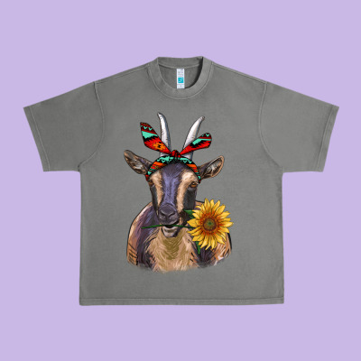 Sunflower Aztec Ribbon Goat Urban Heavy Tee Designed By Ranaportraitstore