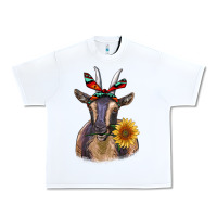 White sunflower aztec ribbon goat Urban Heavy Tee - RanaPortraitStore