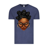 Vintage Denim afro woman with bantu knots Vintage Tee - texasbilliewilder