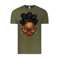 Vintage Olive afro woman with bantu knots Vintage Tee - texasbilliewilder